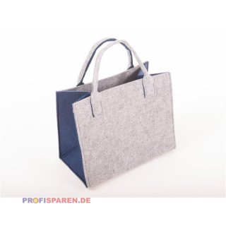 Fliztasche Bicolor hellgrau-navyblau