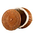 Wäschekorb Vollweide, natur, bauchige Form mit Baumwolleinsatz - Wäschepuff, Wäschetruhe Höhe: 55 cm