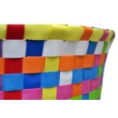 Wäschetasche aus geflochtenen Kunststoffbändern multicolor - Aufbewahrungskorb Allzweckkorb