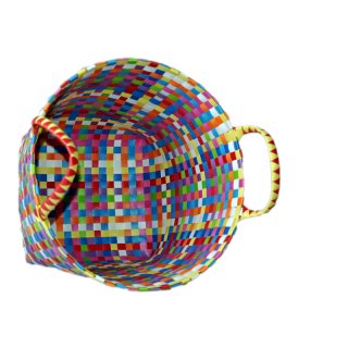 Wäschetasche aus geflochtenen Kunststoffbändern multicolor  Größe L: Höhe ca. 35/43cm