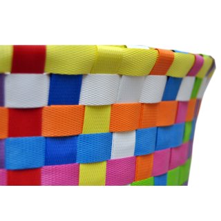 Wäschetasche aus geflochtenen Kunststoffbändern multicolor  Größe XL: Höhe ca. 36/44cm