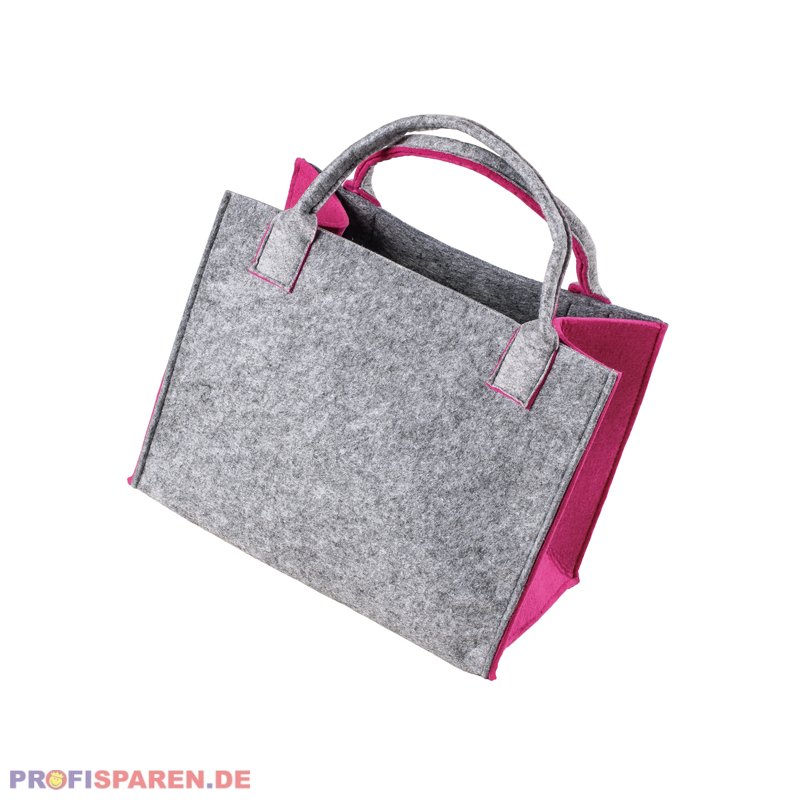 Filztasche grau-pink Einkaufstasche Einkaufsshopper Freizeittasche 35