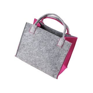Filztasche grau-pink Einkaufstasche Einkaufsshopper Freizeittasche 35x20cm Höhe 30/43cm