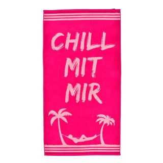 Frottee-Strandtuch Designs 2022 Badetuch 90x170cm 100% Baumwolle Design: Chill mit Mir - beere mit altrose